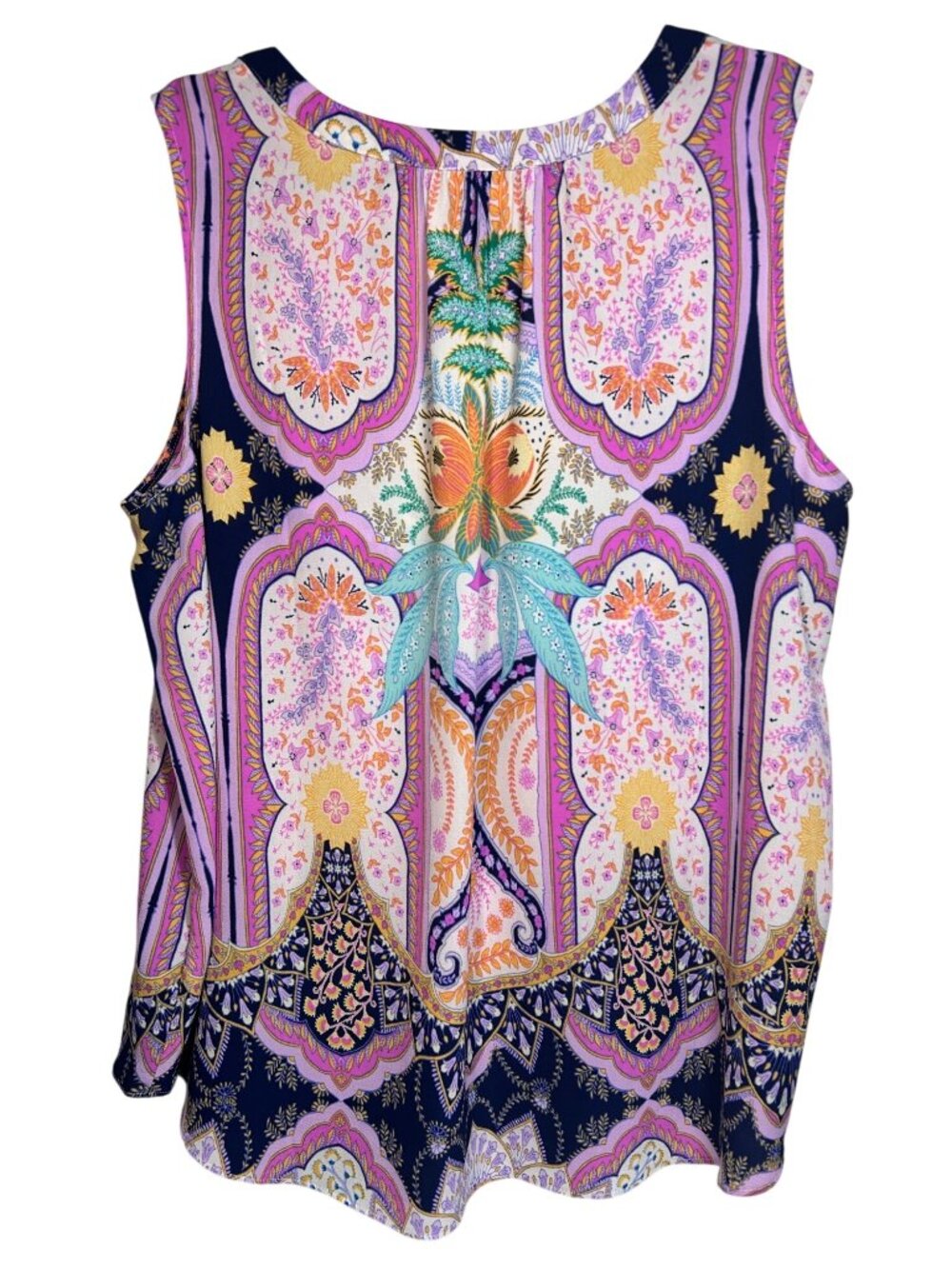 Rose + Olive Womens Sleeveless Boho Paisley Print Blouse Top 2X Multicolor - Picture 3 of 8